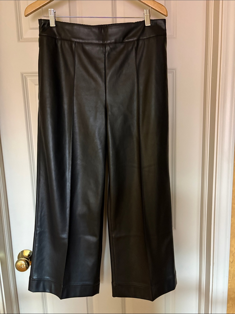 Soft Surroundings Black Wide-Leg Faux Leather Pants